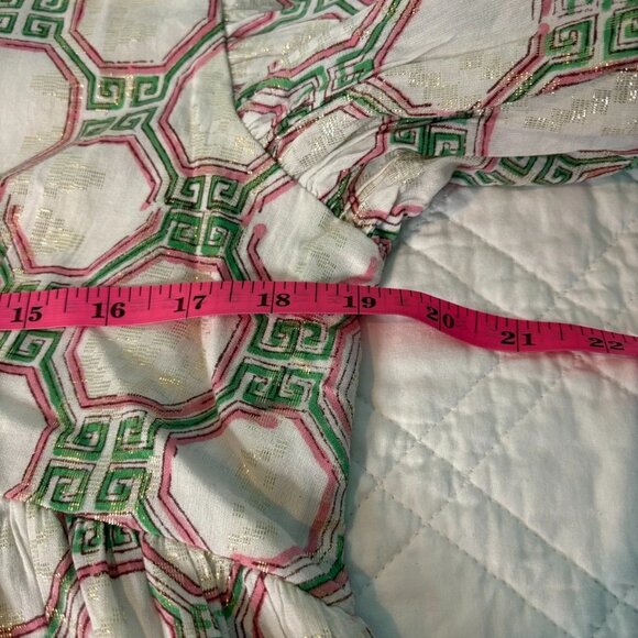 NWT Clara The Label Ruffle Sleeve Lined Gold Thread Trim‎ Greta Dress Small - Picture 14 of 15